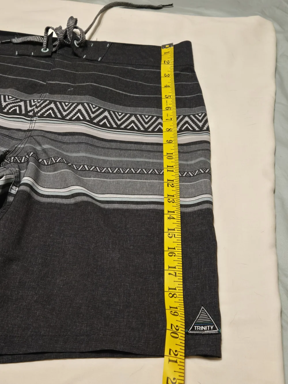 Trinity Black and Gray Striped Men's Board Shorts